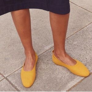 Everlane The Day Glove Flats Re-Knit Woven Ballet Stretch Mustard Yellow Sz 8.5